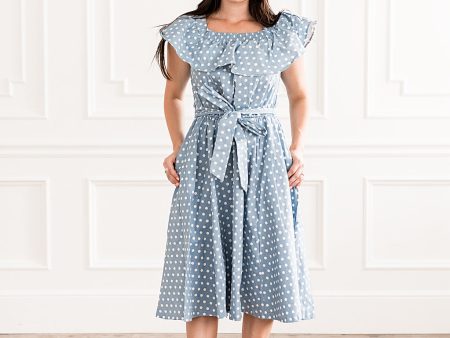 Blue Polka Dress For Sale