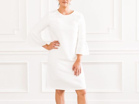 White Flutter Sleeve Dress Cheap