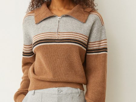 Stripe Half Zip Sweater For Cheap