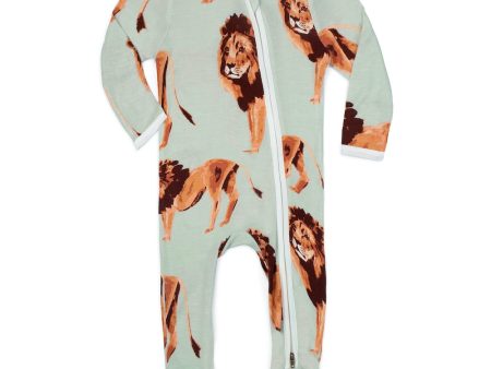 Milkbarn Bamboo Lion Zipper Footed Romper Cheap