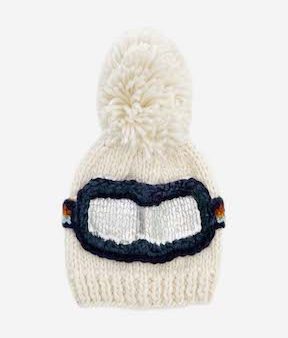 The Blueberry Hill Cream Ski Goggles Knit Hat For Sale