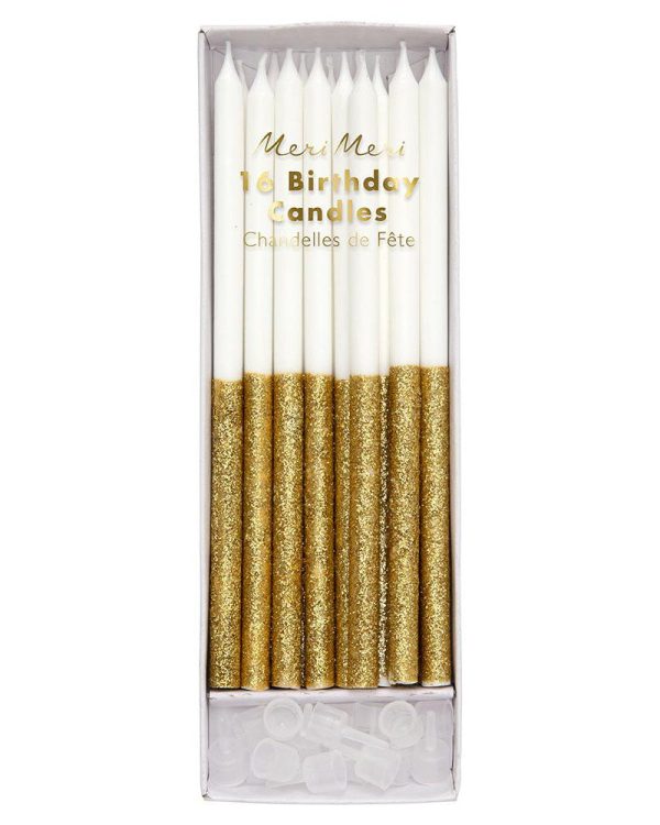 Meri Meri Gold Glitter Dipped Candles Fashion