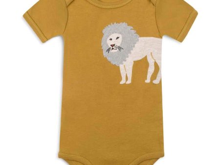 Lion Appliqué Organic Cotton Short Sleeve Onesie Sale