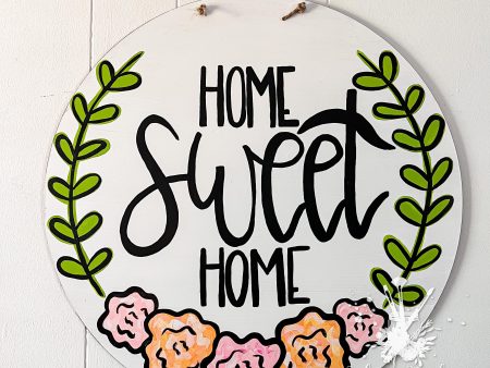 White Round with Floral Border Doorhanger For Cheap