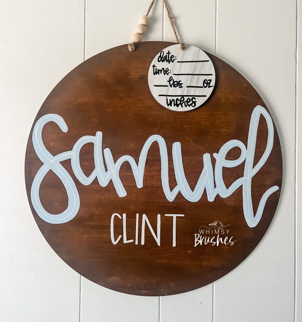 Custom Baby Name Round Doorhanger Online now