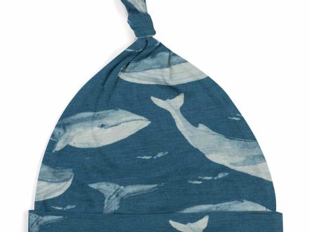 Milkbarn Bamboo Knotted Hat Blue Whale 3-6mo Cheap