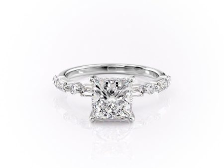 The Patricia Set With A 4.5 Carat Princess Moissanite Hot on Sale