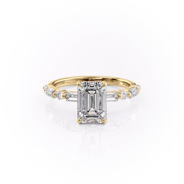 The Patricia Set With A 4 Carat Emerald Moissanite on Sale